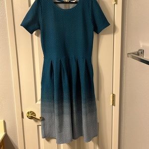 LuLaRoe Amelia Teal/White Gradient Dress